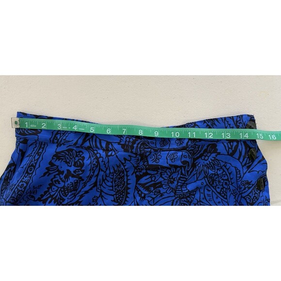 Women's Boho Artsy Blue Botanical Print Midi Skirt Flowy A-Line Tropical 13/14 - Picture 7 of 8